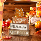Moucuny 4 Pcs Fall Decor Wooden Maple Leaf Decoration Thanksgiving Tiered Tray Decor Rustic Wooden Maple Leaf Block Sign Thanksgiving Table Centerpiece Farmhouse for Autumn Harvest Party Home Kitchen