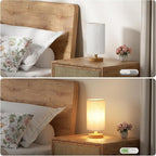 Fenmzee Small Lamps Set of 2 - Inline Control, Bedside Table Lamp for Bedroom with 3000K A15 LED Blub, Easy Assembly (Cream Shade - Wood Base Set of 2, 9" Inline Control)