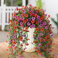 Artificial Hanging Flowers Plants for Outdoor Spring Decoration,2 PCS Faux Silk Daisy with Eucalyptus Leaves,UV Resistant Look Real for Outside Home Indoor Planter Porch Patio Balcony Yard Decor