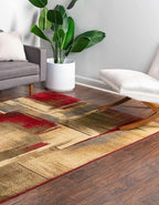 Unique Loom Barista Collection Area Rug - Timor (7' 1" x 10' Rectangle, Multi/Red)