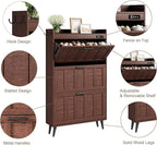 ChooChoo Shoe Storage Cabinet with 3 Flip Drawers, Deodorizing Shoe Organizer Storage for Entryway, Freestanding Hidden Slim Narrow Shoe Rack Cabinet, Walnut