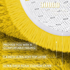 OLANLY Yellow Round Rugs for Bedroom - Machine Washable, 4 ft Circle Area Rugs for Living Room, Soft and Fluffy Shaggy Carpet for Teen Girl and Boys, Nursery Rooms, Dorms, Home Decor Aesthetic