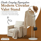 Kings Brand Furniture Cheska Suit Valet Stand with Circular Frame - Tie Jacket Clothes Hooks, Freestanding Clothing Organizer, White