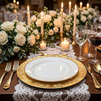 Hosley Set of 8, Gold Plastic Decorative Charger Plate- 11.75" Diameter. Ideal GIFT for Wedding, Party Favor, Bridal, Home Warming. O5