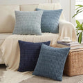 Fancy Homi 4 Packs Decorative Throw Pillow Covers for Living Room Couch Bed, Modern Farmhouse Boho Home Décor Accent Cushion Case, 28" x 28", Blue Series