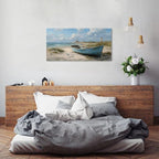 Coastal Wall Art Beach Wall Decor Nautical Ocean Canvas Picture Nature Seaside Boat Seascape Prints Painting Bathroom Decor Rustic Beach Scenery Artwork Living Room Bedroom Office Decoration 20x40"