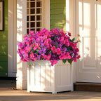 Faux Bougainvillea Artificial Flowers Plants for Outdoors Spring Decor, 4 Bundles Realistic Bougainvillea UV Resistant Faux Flowers for Outdoor Planters Porch Patio Window Garden Home, Fuchsia