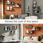 BAYKA Floating Shelves for Wall, Set of 3, 22.5 Inches Wall Mounted Rustic Wood Shelves for Bathroom, Bedroom, Living Room or Kitchen Decor, Storage for Books, Lego, Plants, Gray