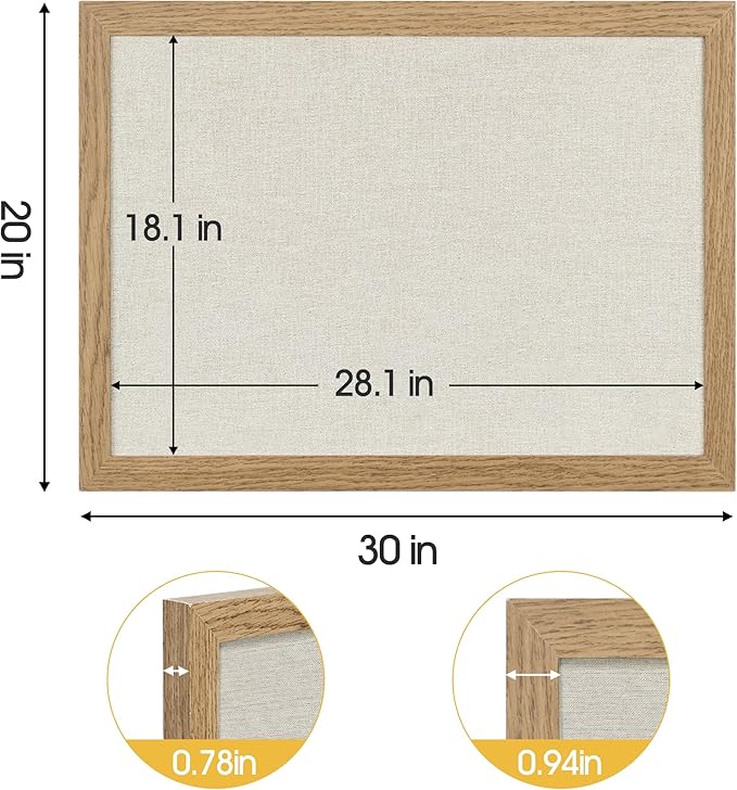 AKTOP 2-Pack Cork Board Bulletin Board with Linen 20" X 30", Large Framed Corkboard for Wall, Hanging Pin Board Picture Board for Home Office Decor, Cute Vision Board with Pushpins (Carbonized Black)