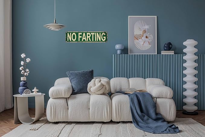 No Farting Metal Tin Sign 4x16 in Vintage Plaque Decor For Home Restaurant Bar Cafe Garage Decor Unique Gift for Humor Lovers