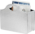 HofferRuffer Magazine Basket Holder, Foldable Magazine Rack, Document File Holder Organizer, File Folder, Newspaper Storage Bin Organizer for Home or Office (Silver)