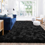 Rugs for Living Room 6x9, Soft Shaggy Modern Shag Black Area Rug for Bedroom, Upgrade Non-Slip Plush Fluffy Carpet for Kids Boys Girls Room Dorm Home Decor Aesthetic
