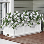 HyeFlora Artificial Flowers for Outdoors 2PCS Spring Faux Morning Glory Look Real Silk Flowers for Outside Planter UV Resistant Fake Flowers for Home Garden Balcony Yard Porch Deco (White)