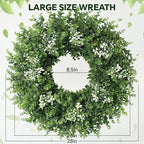 26'' Large Boxwood Wreath for Front Door Artificial Spring Wreath Boxwood Leaves Greenery Outdoor Door Wreaths for Porch Window Home Farmhouse Wall Decor Green Year Round Indoor Outdoor All Seasons