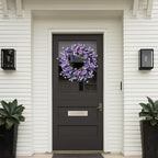 Sggvecsy Lavender Wreath for Front Door 22 Inch - Purple Daisy Spring Summer Artificial Wild Flower Greenery Leaves for All Seasons - Farmhouse Home Wall Indoor Outdoor Window Decor