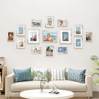 Vittanly 15 Pack Picture Frames Collage Wall Decor for Mounting or Tabletop Display, Gallery Frame Set for Family, Multi Sizes Including 3pcs 8x10, 6pcs 5x7, 6pcs 4x6, Distressed White