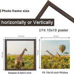 10x10 Picture Frame Set of 3, walnut Wooden Frame 10 by 10 Square Wall Gallery Poster Photo frame with Durable Shatter Resistant Plexiglass for Wall Hanging best gift