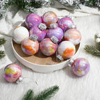 Soulchen 12 Pcs Christmas Iridescent Ornaments 2.36 Inch Plastic Rainbow Hanging Gradient Ball Christmas Tree Decoration Fake Bubble for Xmas Tree Winter Party Holiday Home Decorations
