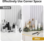YCIA&DONE Corner Bathroom Counter Organizer, Makeup Organizer for Vanity, Skincare Cosmetic Perfume Tray, Corner Countertop Shelf Rack Storage for Bathroom Kitchen 1 Tier (Vintage Green)