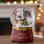 Christmas Snow Globe Lantern Water Glittering Snowman Crown with Music & Timer, USB Lined/Battery Operated Lighted Water Lantern for Christmas Festival Decoration Gifts