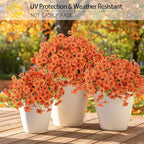 MACTING Artificial Fall Flowers for Outdoors 12 Bundles Faux Mums Plants Fake Silk Outdoor Flowers UV Resistant No Fade for Planters Front Door Porch Patio Outside Thanksgiving Autumn Decor,Orange