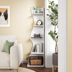 LITTLE TREE 70-Inch Corner Shelf, Seaweed Shaped Etagere Display Bookshelf, Freestanding 5-Tier Wall Shelves for Small Spaces, Living Room, Bedroom, White, 1 Pack