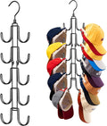10-Hook Hat Hangers for Closet, Stainless Steel Hat Organizer, Collapsible Hat Holder, 360° Rotating Cap Rack, Space Saving Hat Storage for Baseball Caps