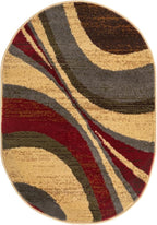 Unique Loom Barista Collection Area Rug - Ngada (2' 2" x 3' 1" Oval, Beige/Red)