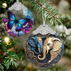 Christmas Ornament - Stained Glass Elephant - Home Decor - Holiday Present Ideas - Gift Exchange - Gentle Elephants