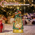 Christmas Snow Globe Lantern,Christmas Decorations Indoor for Home,with 6H Timer Musical Snow Globes,Battery or USB Powered Swirling Glitter Christmas Tree Snow Globes,Gifts,Snowman Skiing