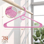 NEATERIZE Thick Heavy Duty Hangers - Pink Plastic Clothes Hangers 38 Pack - Great for Coat Hanger, Jackets Jeans & Suit Hanger for Closet - New Apartment Essentials Percheros Ganchos para Colgar Ropa