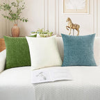 CaliTime Throw Pillow Covers Decorative 22 X 22 Inches Pack of 2 Cozy Chenille Cushion Cases for Couch Sofa Bed Living Room Home Forest Green