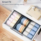 DIMJ Drawer Organizer Clothes - Small Dresser Organizer Underwear Drawer Organizer for Baby Clothes, Socks, Underwear, Bra, Belt, Tie - Grey