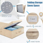 Underbed Storage Containers Bin with Lids (Set of 2) Large Under Bed Storage Organizer Box with Handle, Foldable Under the Storage Bags for Organizing Clothes, Shoes, Blankets, Pillows-Khaki
