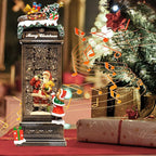 10" Christmas Snow Globe Lantern with Santa in Telephone Booth - Water Swirling Glitter Musical Box with Exterior Decor - Vintage Xmas Gifts - USB Plug or Battery Operated Home Decor (Santa Calling)