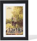 KTKDE 13x19 Picture Frame Real Glass,Poster frame Display Pictures 11x17 with Mat or 13x19 Without Mat, Modern Style Wood Composite Frame,Gallery Wall Frame Wooden Black，best gift