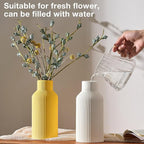 Mfacoy White Ceramic Flower Vase, Minimalist Decor, Modern Home Decorative Vase, Small Pampas Grass Vases For Kitchen, Bedroom, Office, Living Room, Bathroom, Shelf Centerpiece Table Decorations(8 in)