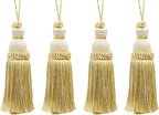 DÉCOPRO Beautiful Hand-Crafted 5" (12.5cm) Key Tassel, 3 1/2" (8.5cm) Loop # IKTJ, Ivory Beige Gold #2523 (Yellow Gold, White Ivory, Light Beige) Set of 4