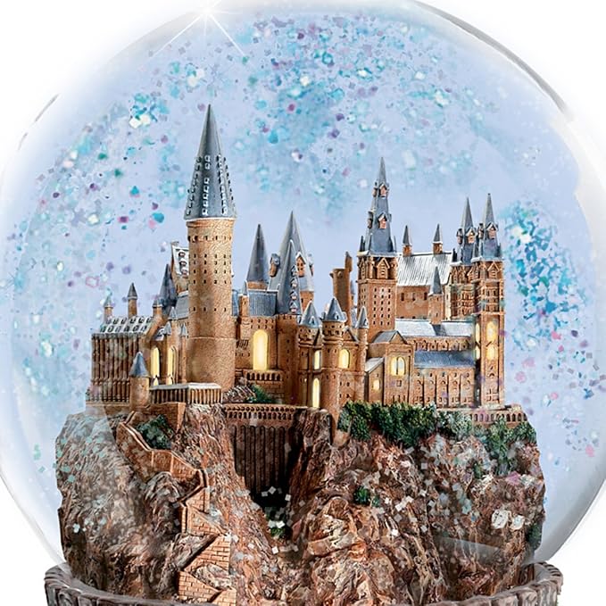 The Bradford Exchange Harry Potter Hogwarts Express Musical Snow Globe, Light-Up Castle, Moving Train with Hedwig's Theme