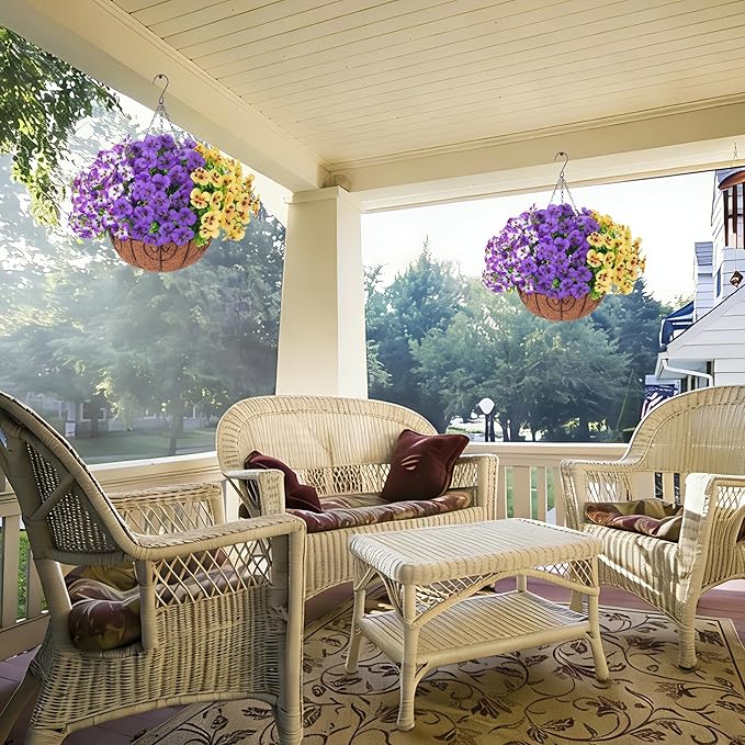 Ivydale Artificial Pansies Hanging Plants, 20 Bundles Fake Flowers for Outdoor Decoration, Silk Pansy Realistic Plants UV Resistant for Front Porch Balconies Yard (3-Mixed Color)