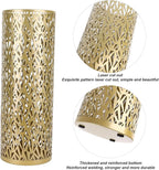 BEIJIALY Metal Umbrella Holder, Umbrella Stand Rack for Entryway, Metal Hollowed Freestanding Round Umbrella Holder Organizer Bin for Home Hotel Office Decor(Gold Medium)