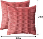 Aegero Pack of 2 Corduroy Decorative Throw Pillow Covers 20x20 InchSoft Boho Striped Pillow Covers Modern Farmhouse Home Decor for Sofa Living Room Couch Bed（Cranberry Red）