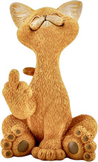 Catitude - Whimsical Cat Raising Middle Finger Figurine - Hilarious Get Ready for Laughs - Stress Relief - Gifts for Cat Lovers,