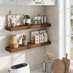 Fun Memories Floating Shelves 30 Inch, Wall Mounted Wood Shelf Set of 2, Farmhouse Decor for Bathroom, Bedroom, Kitchen, Living Room, Walnut