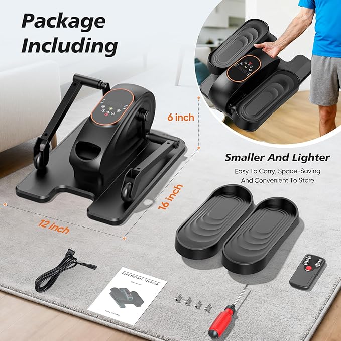 Under Desk Elliptical Machine for Senior, Quiet Motorized Leg Exerciser with Smart Remote, Pedal Exerciser with 15 Adjustable Speeds for Auto/Manual Modes, LCD Monitor, Easy to Use for Home Office