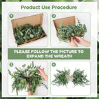 24" Floral Swag for Front Door Greenery Teardrop Swag Eucalyptus Swag Summer Wreath with Eucalyptus Olives Leaves Mixed Berry for Wedding Arch Party Wall Home Garden Decor
