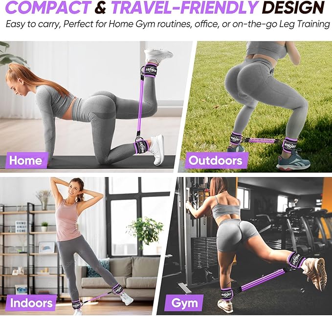 Ankle Resistance Bands with Cuffs, Workout Sets for Women, Resistance Bands for Working Out, Exercise Band for Leg Booty, Home Gym Workout Equipment, Ankle Weights Fitness Band Set