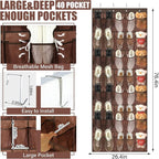 Windyun 40 Over the Door Shoe Organizer Large Breathable Mesh Pockets Hanging Shoe Rack for Closet Brown Behind Door Hanger Storage Holder Nonslip Hooks for Women Men Entryway Bedroom Utility Room
