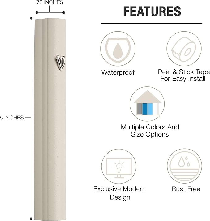 A&S Mezuzot Alumium Mezuzah Case in Silver Shin Design Weatherproof Door Mezuza Judaica Art for Home Blessing (Ivory, 5 Inches)