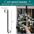 HOOSUN Wreath Hangers for Front Door,4th of July Decorations,12" Patriotic Wreath Hook Holder Over The Door Hooks Hanger,Metal Garland Hangers Hook for Patriotic Independence Porch Decor (4 Pack)